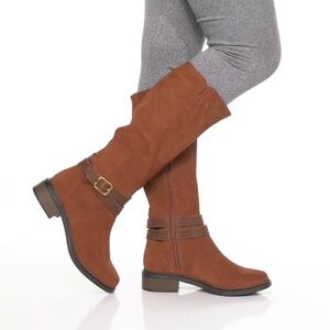 Stylish Clarks Suede Dark Tan Knee-High Boots